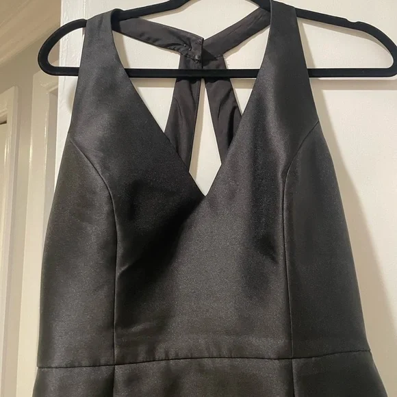 Alfred Sung Halter Satin Tumpet High Slit Gown Dress - Picture 2 of 6